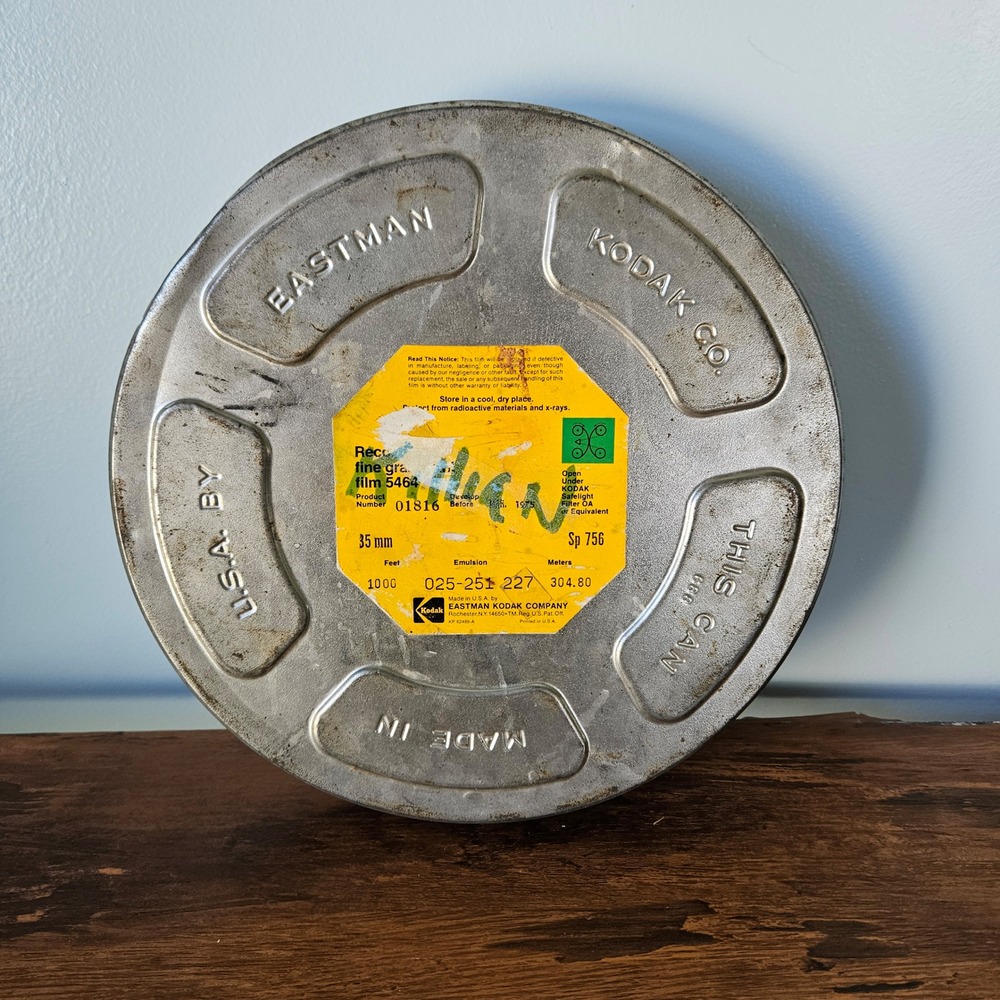 Vintage Eastman Kodak Co 35mm Film Canister Metal Tin 10" 1975 Movie History
